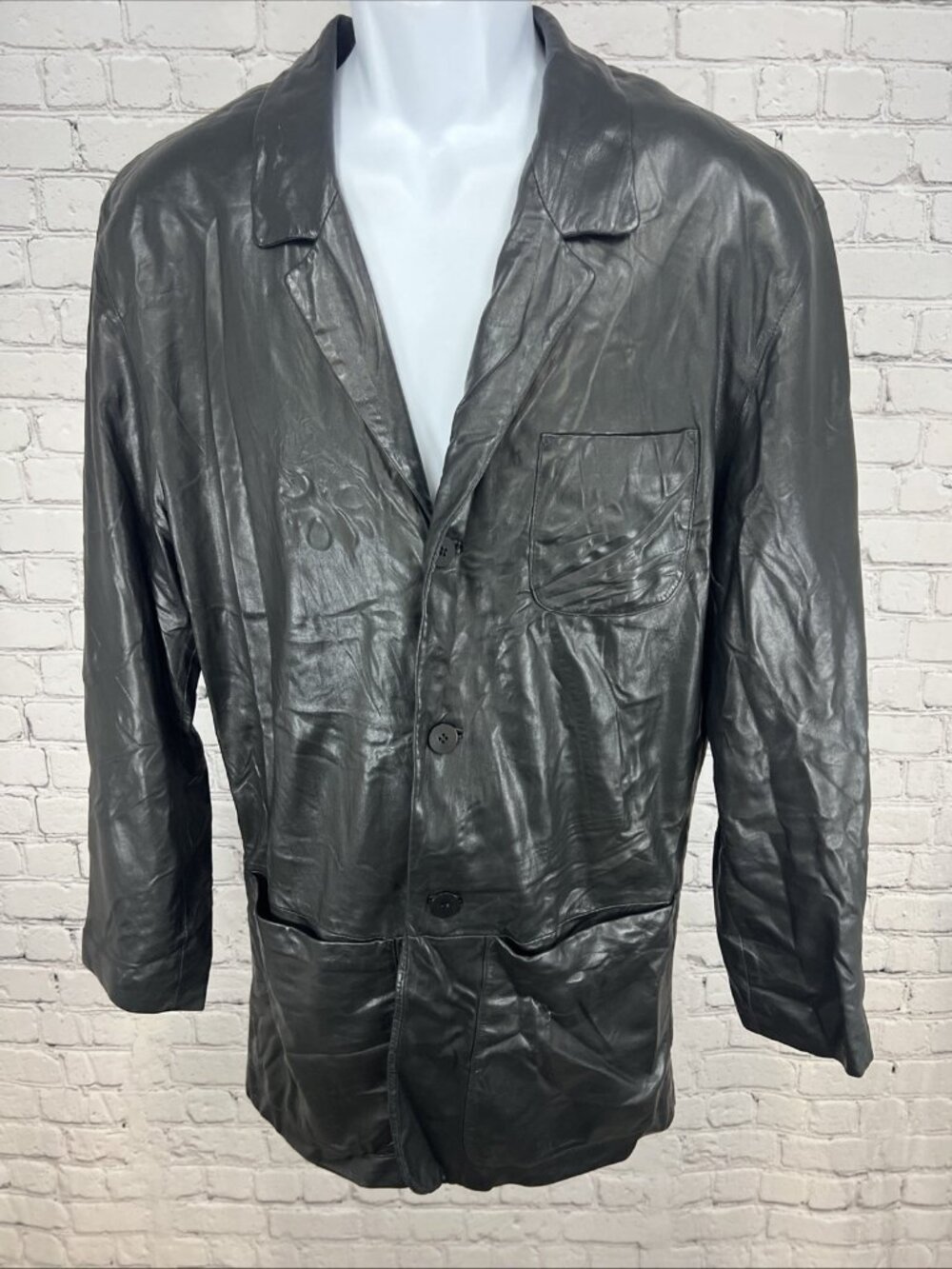 Robert Comstock Endurance Black Soft Genuine Leather Light Jacket 38 *wrinkled